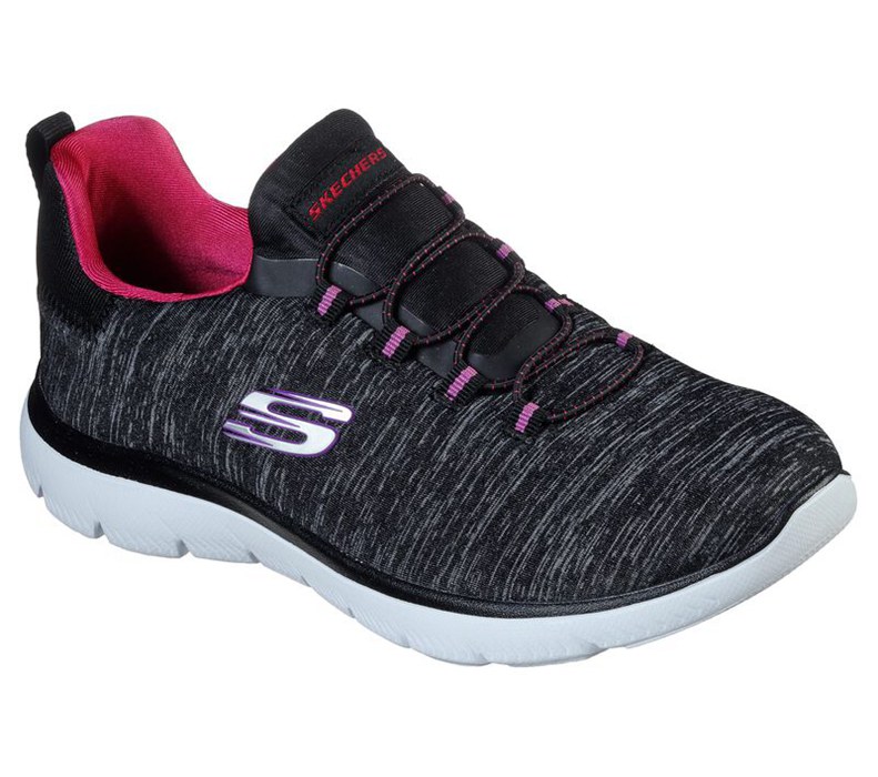 Skechers Summits - Quick Getaway - Womens Sneakers Black/Pink [AU-DW6514]